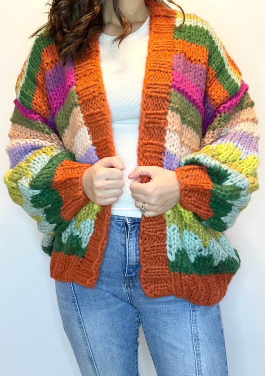 Multicolor Chunky Knit Cardigan