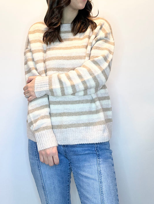 Striped Sweater-Taupe