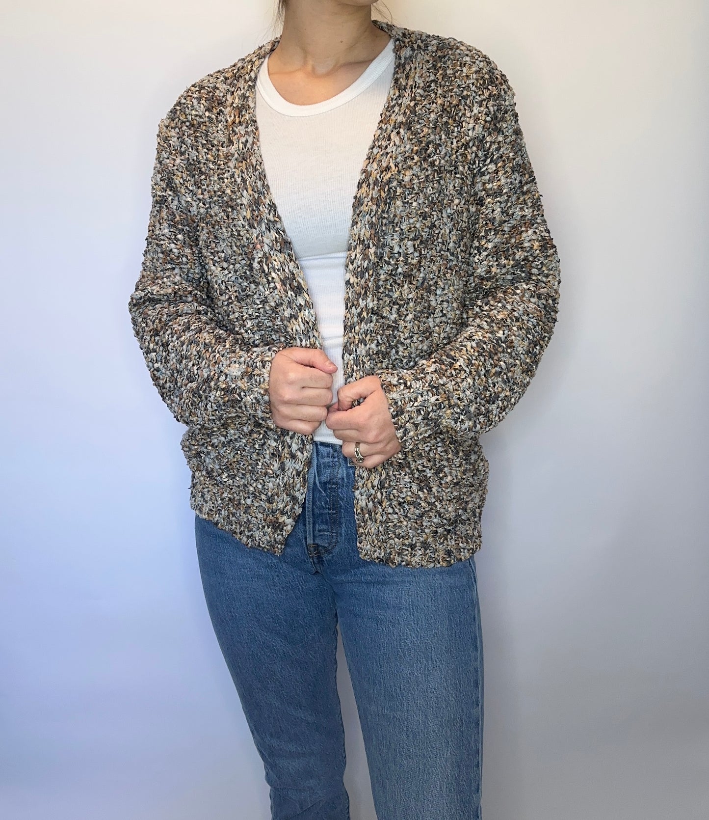 Neutral Multicolor Knit Cardigan