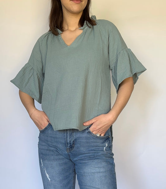 Tess Top-Dusty Blue